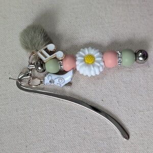 Country Western Cowboy Boot Floral Charm Metal  Bookmark with Music Note